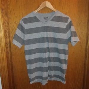 Mossimo Gray Striped V-neck Tee